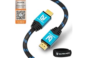Ultra HDTV Zertifiziertes [1m] 4K HDMI Kabel für Heimkino und Gaming | HDMI 2.0b, 18 Gbit/s, 4K@60Hz, HDR10+, ARC, Dolby Vision | Kompatibel mit PS5, Xbox Series X, UHD TV, Beamer, Blu-Ray Player