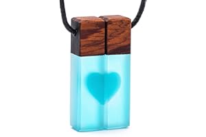 treeforce Herz Pärchen Ketten - Handgemachter Schmuck aus Holz und Epoxidharz (Resin) für Freunde und Pärchen - Halskette, Schlüsselanhänger oder Auto- Anhänger 3in1 DIY Schmuck