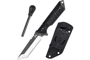 ‎KHU KHU Nóż ze stałym ostrzem Nóż survivalowy Nóż myśliwski Nóż Bushcraft Stali 440C Rękojeść G10, outdoorowy Myśliwski kempingowe Akcesoria - z pochwą Kydex & Firesteel