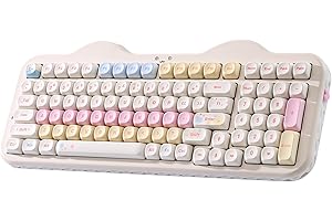 YUNZII C98 Wireless Mechanical Keyboard with Number Pad,98 Key BT5.0/2.4G/USB-C Hot Swap Gasket Mount with PBT MOA Keycaps,Custom RGB,Cute Cake Keyboard for Win/Mac (Beige, Candy Linear Switch)