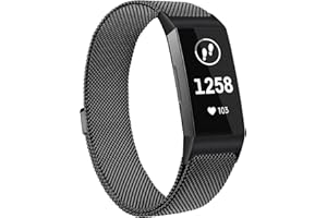 ZHIX Kompatible mit Fitbit Charge 3 Armband Fitbit Charge 4 Armband Fitbit Charge 3 SE Armband,Metall Einstellbare Edelstahl Ersatz Uhrenarmbänder für Damen und Herren(S,01 Schwarz)