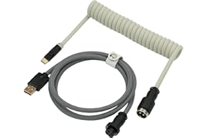 EPOMAKER Mix PRO zwijany kabel USB C, 1,5 m, podwójnie powlekany kabel do klawiatury mechanicznej, ze zdejmowaną 4-pinową wtyczką Aviator do klawiatury gamingowej (szary i zielony)