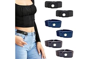 MHYMX Women's Belts, 3 Pairs Elastic Belt Ajustable No Buckle Belt Invisible Belt Loops for Trousers Quick Release Belts for Jeans Stretch Belt for Women Mens
