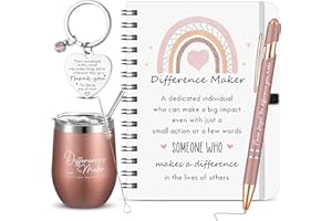 Hestya 4 Pcs Thank You Gifts Leaving Gifts Set Difference Maker Employee Appreciation Inspirational Tumbler Cup Notebook Pen Keychain Leaving Presents for Colleagues Women Teacher Coworker Volunteer