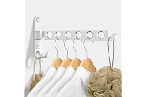 JOLY FANG Étendoir Mural, Cintre Mural Support de Séchage, Rotation 90° Porte-vêtements Pliable Mural, pour Balcon, Salle Bains, Hôtel