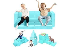 Gilire 18PCS Spielsofa Kindersofa, Modulares Schaumstoff Bausteine Sofa für Kinder, 1000+ DIY Kreativ Couch mit Rutsche & Treppe, Schlafsofa & Kuschelecke für Kinderzimmer, Spielen und Schlafen