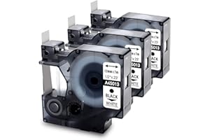 MarkField Ruban compatible pour Dymo D1 45013 S0720530, Noir sur Blanc, 12mm x 7m étiquette, Compatible avec Dymo Label Manager 160 210D 280 420P 360D 500TS PnP, LabelWriter 450 Duo