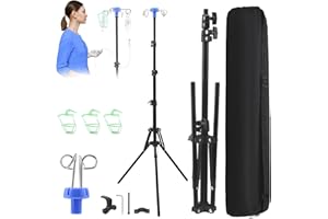 GXPJYCFOB IV Drip Infusion Stand, Retractable Intravenous Drip Bag Stand, Collapsible IV Tripod Pole Bottle Stand with 4 Hooks & 3 Net Bags, Portable Mobile IV Pole for Home Hospital Clinic(157cm(62in))