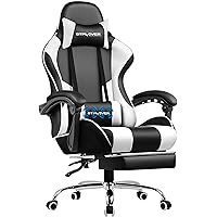 GTPLAYER Gaming Chair, Computer Chair with Footrest and Lumbar Support, Height Adjustable Game Chair with 360°-Swivel Seat an