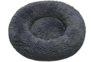 TOHDNC Cuccia Letto per Gatto Cane, 60cm Rotondo Letto con Caldo Morbida Peluche Antiscivolo Lavabile Cuscino per Gatti e Cani di Piccolo Media Taglia (Grigio Scuro)
