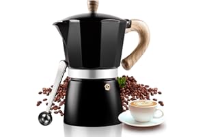 VINEKRAFT Moka Pot, 6 Cup Italian Espresso Maker, ‎Aluminium Stove Top Coffee Maker with a Coffee Clip Spoon, 270ml