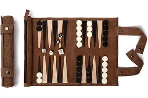 Sondergut Backgammon Brettspiel Mocca - Zum Rollen aus 100% Leder - Das Original seit 1998 Camper & Travel-Fans - 25x34cm