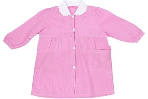 CIABALÙ Grembiule Asilo Bambina Rosa Quadretti Colletto Bianco e Ricamo