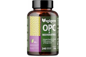 VEGÁGENO OPC Semilla de Uva + Resveratrol 1000 mg | 240 Cápsulas | 95% Proantocianidinas | Antioxidante Natural para Bienestar y Protección Celular