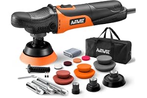 AUTIWOZ Mini roterande polermaskin, bilset, liten polermaskin, 630 W | Roterande polermaskin bil (630 W/6 växlar), liten minipolermaskin med 1/2/3 tums tallrikar, rostfritt stål vågor (7,5/10/14
