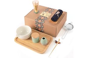 Artcome Japanisches Matcha-Tee-Set, Matcha-Schüssel mit Ausgießer, Teetablett, Matcha-Schneebesen, Matcha-Pulver-Caddy, handgefertigtes Matcha-Zeremonie-Set für japanische Teezeremonie (10 Stück)