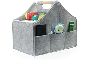 AEESRRU Baby Windel Caddy Organizer Korb tragbar Storage Bin groß Kindergarten Tasche mit Wechselbaren Fächer für für Wickelkommode, Beißring, Windel, Best Baby Geschenk Korb (Hellgrau 2)