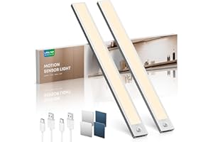 LROLTEF Luce LED Sottopensile Cucina - 40CM 4000K Luci con Sensore di Movimento - 2200mAh Luce Armadio Lampada Dimmerabile per Cucina Scale Soggiorno Camere da Letto | 2 Pezzi