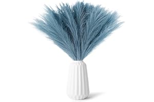 NUCALT 30 Pezzi Pampas Decorative Piume Decorative Fiori Secchi Decorativi Piume Decorative Lunghe Pampas Decorative Fiori Secchi Pampas Decorative Alte Per Matrimonio, Soggiorno, Arredamento Boho, Casa ,blu