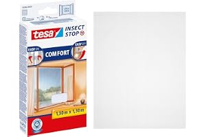 tesa INSECT STOP Premium insektsnät - 130 cm x 130 cm Vit | Tillskärbart insektsnät för fönster - utan borrning, starkt kardb