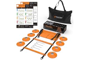 MANTRA SPORTS Agility Ladder, Football Training Equipment For Kids & Adults, Football Cones For Football Training, Football Cones Training Set, Coaching Equipment Kit For Goalkeeper, Rugby, Gym & Tennis