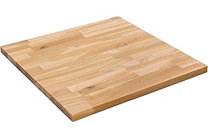 domli Solid Wood Oak Table Top | 600m x 600mm x 27mm | Top Grade European Wooden Large Square Kitchen Dining Tabletop Worktop Desktop Countertop Workstation