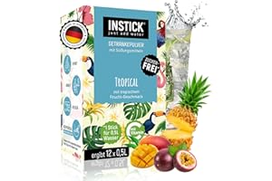 ‎INSTICK JUST ADD WATER INSTICK Zuckerfreies Instant-Getränk (Tropical) - 1 Packung für 12 x 0,5-1 L - Veganes Getränkepulver Kalorienarm & Vitamin C - Instant-Pulver
