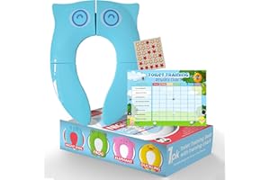 SOL Mr. Night Owl Folding Toilet Seat for Toddlers Bundled with Toilet Training Reward Chart | Portable Potty for Toddlers, Toddler Travel Toilet Seat, Fold Up Toilet Seat for Toddler