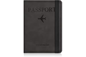 AOOSU Custodia per Passaporto, Custodie Porta Passaporto con Blocco RFID, Custodia Passaportos in Pelle PU per Carte d'Identità Carte di Credito, Biglietti Aerei, Passaportos Pass (Nero)