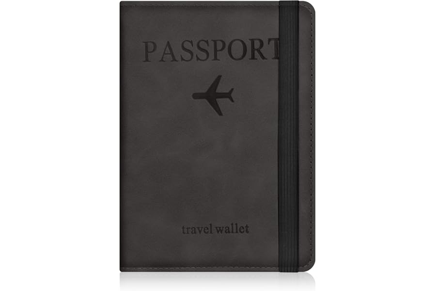 AOOSU Passport Holder Cover, PU Leather Passport Cover with RFID Blocking Travel Wallet, Portable Universal Travel Wallet Case Organiser for Money, Boarding Passes, Credit Cards Black