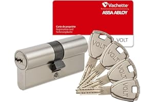 Vachette VOLT - Cylindre de Serrure 30x30 mm Nickelé, 6 Goupilles, Haute Sécurité - Portes intérieures, Portes extérieures, Porte d'entrée - 4 Clés brevetées réversibles, Carte de propriété