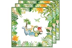 ParPix 20 Stück Dino Servietten Kindergeburtstag, 33 x 33 cm Servietten Dinosaurier für Jungen Mädchen, Dino Geburtstag Deko Papierservietten, Servietten Geburtstag Kinder, Dino Party Deko Servietten