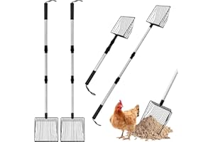 JOURNDREAM 2 x Accessori per pollaio Pala per escrementi Pala per escrementi per la pulizia Pala per setaccio per pollaio Separazione di feci e detriti dalla sabbia Pala per lettiera per galline Accesso