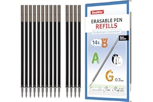 DEALKITS 14x recambios de minas borrables negras - Compatibles con Legami - Punta: 0.7 mm, Altura: 13 cm - Recargas borrables para escuela/oficina
