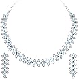 Atasi International White Stones/AD Diamond Necklace with Earrings - Jewellery Set for Women, Girls Best Suits for Party, Wedding and Festive Occasions
