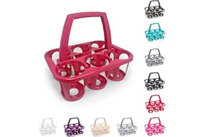 PLASTIFIC 6 x Plastic Beer Garden Glass Collector Carrier Milk Bottle Holder beer Carrier with Handle Bottle Holder for Bar, Outdoor, Picnic, Party - Fuchsia