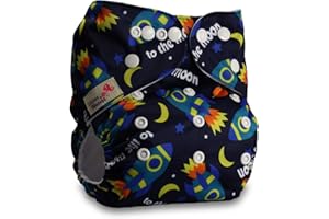 Littles & Bloomz, Reusable Pocket Cloth Nappy, Fastener: Popper, Set of 1, Pattern 94, Without Insert