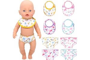 XERTEAM Zestaw 8 akcesoriów dla lalek, pieluszek, ubranek dla lalek, pieluszek i śliniaczków, akcesoria dla lalek o przekątnej ekranu 14 cali, dekoracja dla dziewczynki, prezent urodzinowy, na imprezę