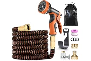 Rantizon Manguera Extensible 15M con Boquilla en 10 Modos, Manguera Jardin Extensible con 4 Capas de Látex a Prueba de Fugas, 3/4 "- 1/2" Conector de Latón, Mangueras Extensibles Jardin 15 Metros