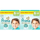 Prima Bebek Bezi Premium Care 6 Numara 62 Adet Ultra Fırsat Paketi (2 paketi)