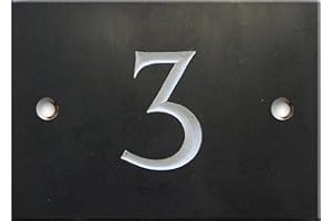 NUMBERS & NAMES BY ATLANTIC HARDWARE Engraved Slate House number sign - 1 to 99 (select your number here) - number 3 (Same Day Dispatch by 1st class Post!!!)