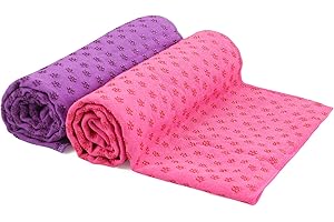 voidbiov Quick Dry Non Slip Yoga Towels(6 Colors) With Mesh Carrying Bag,Extra Long(62 x 183cm/24.4inchesx72inches) Dot Grip Bikram Yoga Towel