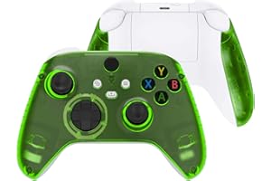 eXtremeRate Coque Avant de Remplacement pour Xbox Séries X/S, Coque Avant avec Poignée Grip pour Xbox Séries X/S Manette, Transparent Vert