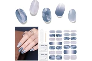 UBAXQURU Uñas de Gel Pegatinas - 28Pcs Uñas Gel Semicurado Envoltura Completa Pegatinas de Envoltura de Uñas Autoadhesivas Con Lima de Uñas y Palo Uñas Para Arte de Uñas DIY Requiere Lámpara UV/LED