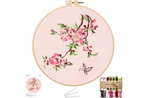 NASHRIO Kit Ricamo Completo Contiene Tessuto per Ricamo, Filo per Ricamo, Telai per Ricamo, Aghi da Ricamo, Istruzioni, Artigianato per Adulti, Ricamo Starter Kit per Principianti.