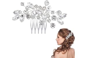 DHWEKU Bridal Wedding Hair Combs Flower Pearl Headpiece Bridal Crystal Leaf Hair Accessories for Women and Girls (Silver)