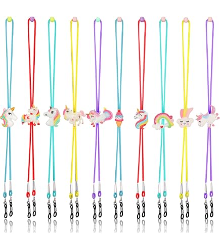 Lot De 6 Cordons Pour Lunettes Enfants – Élastiques, Motifs Mignons (fraise, Lapin, Etc.) – Parfait Pour Ne Pas Perdre Ses Lunettes - 6