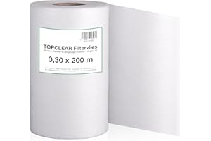 WAGNER GREEN ALLES FÜR DEN GARTENTEICH Filtervlies für Vliesfilter | Vliesrolle 200m x 30cm 20g/m² | für alle Koi Teich Vlies-Filter geeignet | hydrophiles wasserdurchlässiges Fleece | 300mm Topclear Filtervlies in Profiqualität