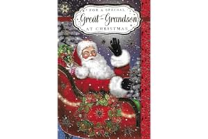 GREETINGLES Beautiful Embossed Christmas Card & Envelope 9" x 6" To Relative (Great Grandson)
