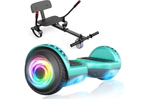 SISIGAD Hoverboard and Kart Bundle, 6.5 inch Self Balancing Scooter with Hoverkart, Hoverboards with LED Lights, Ideal Hover Board for Kids Teenagers Adults